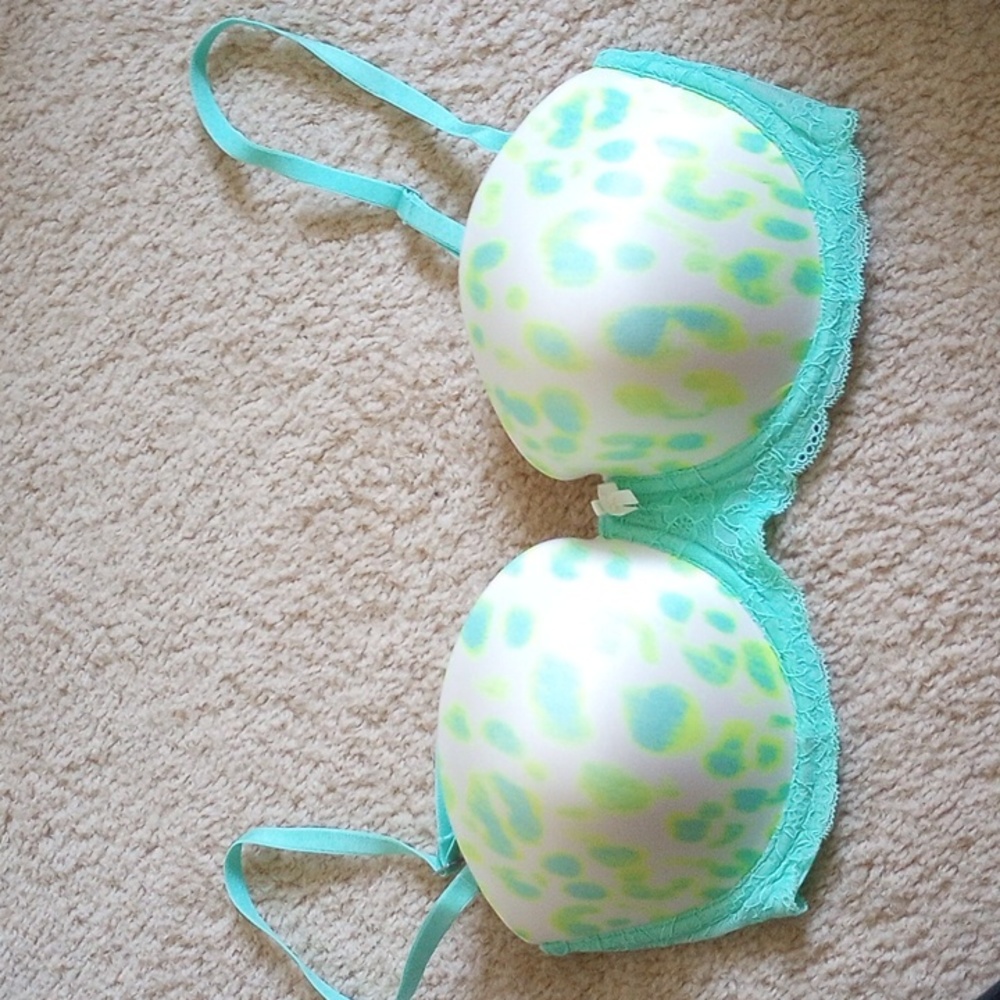 36 D yellow and green print multi way pushup bra